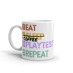 Eat, Sleep, Playtest, Repeat Mug
